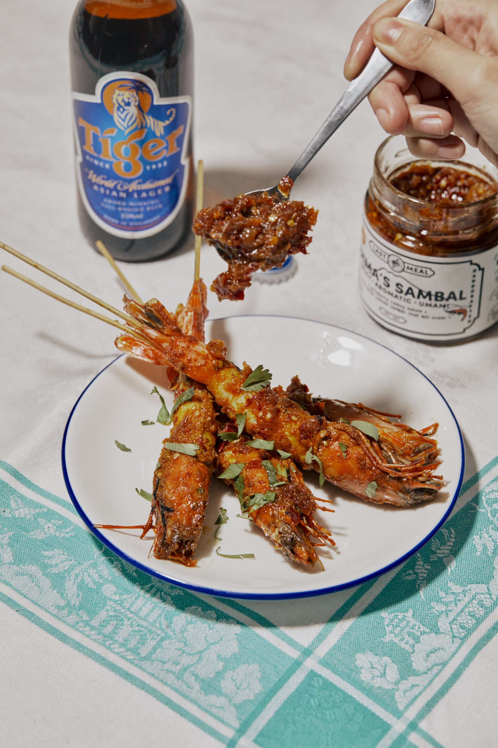 Last Meal - Ahma's Sambal marinated grilled prawns