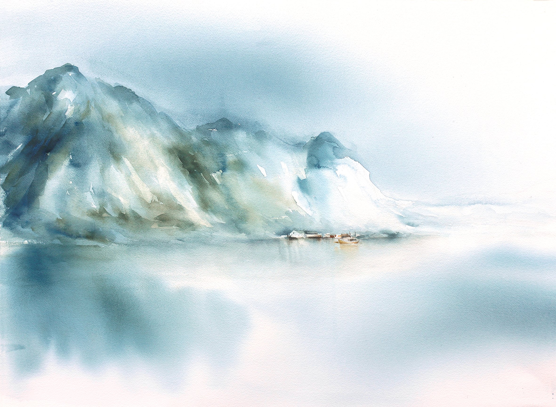 Morgenlys mot Svinøja 73x53 cm