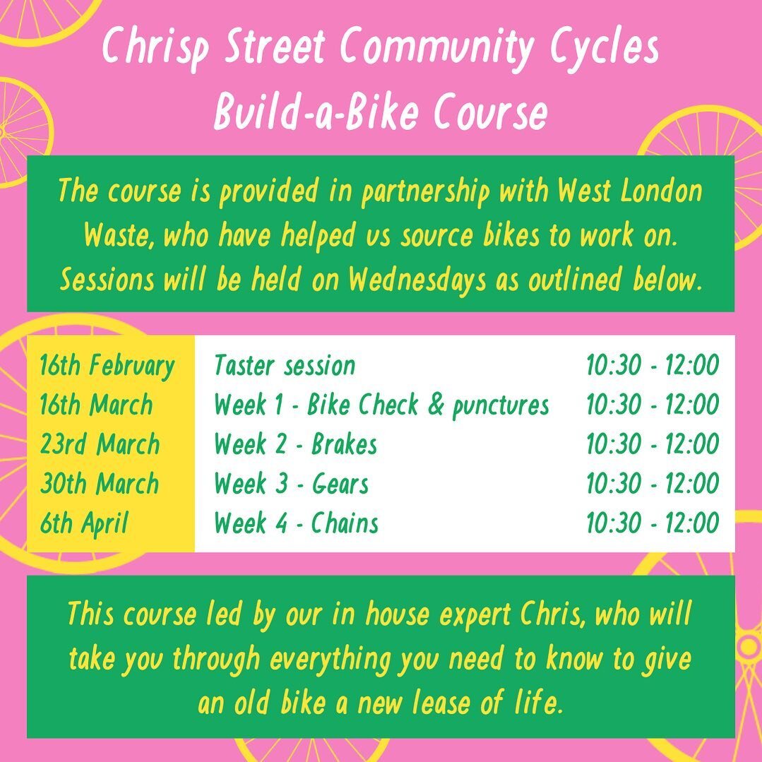 Come to our Build-a-Bike course and learn everything you wanted to know about maintaining or keeping your bike road worthy. 
Places are limited!