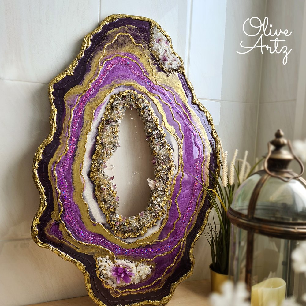 Purple Mist - Resin Geode Art - Olive Artz