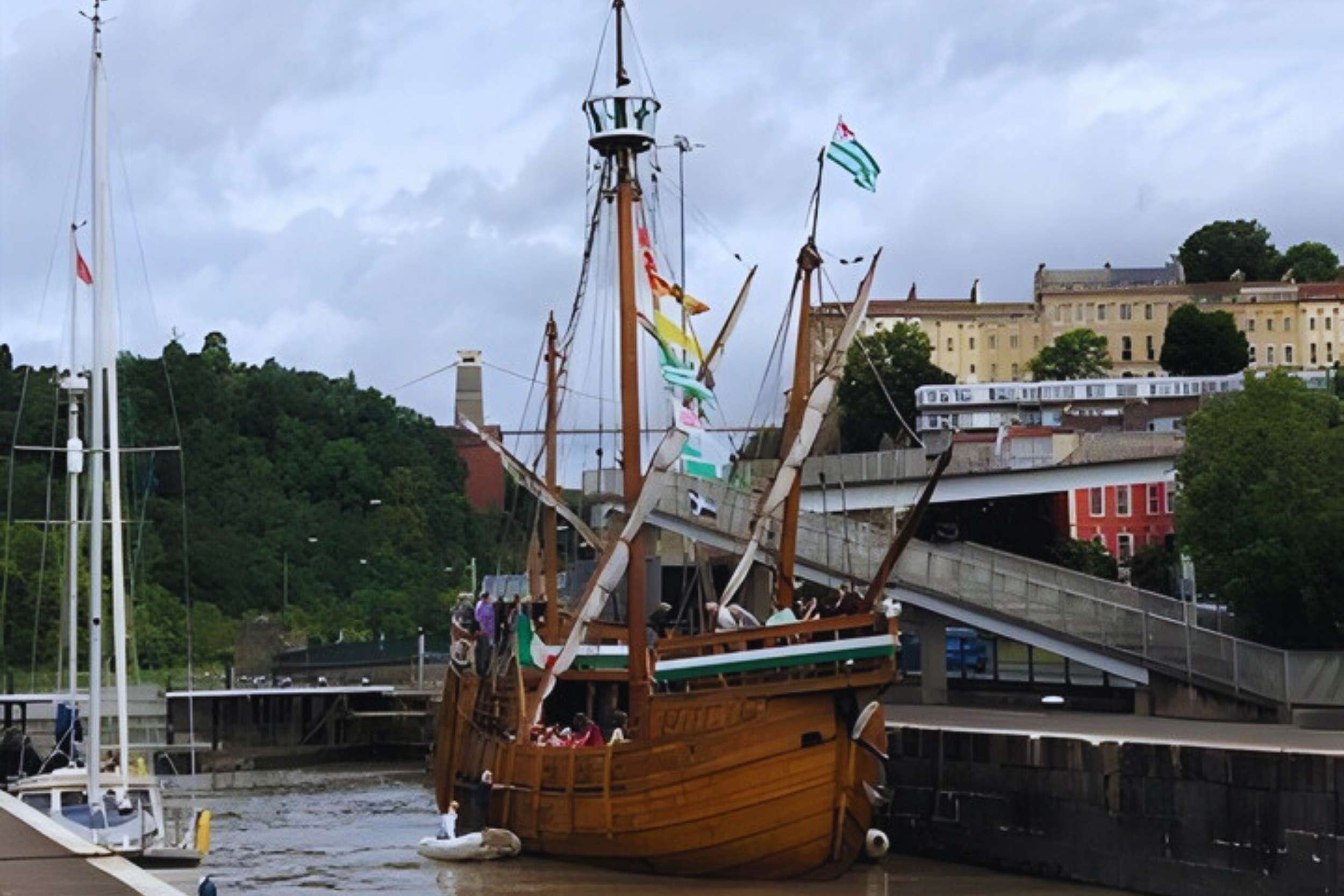 The Matthew returns to Bristol Harbour through the Cumberland Basin lock.