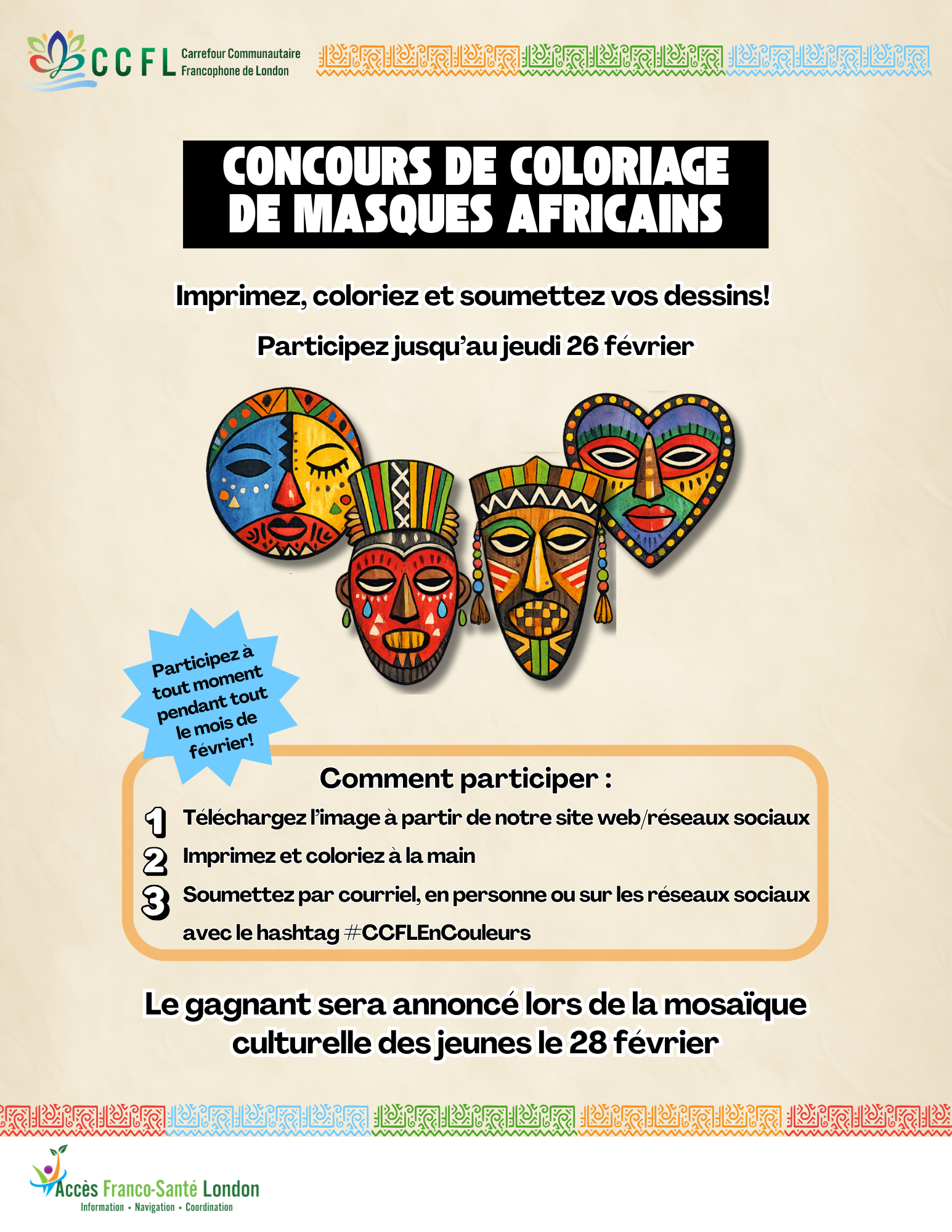 Concours de coloriage de masques