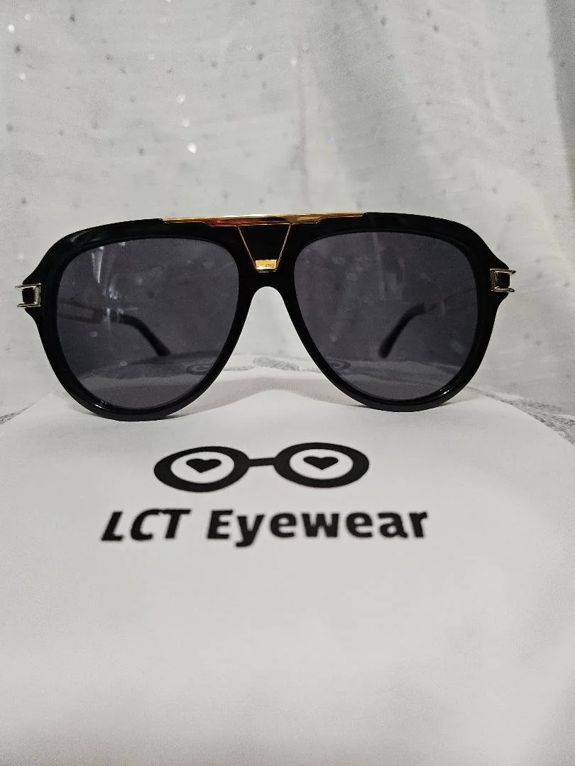 Black & Gold Aviator Sunglasses