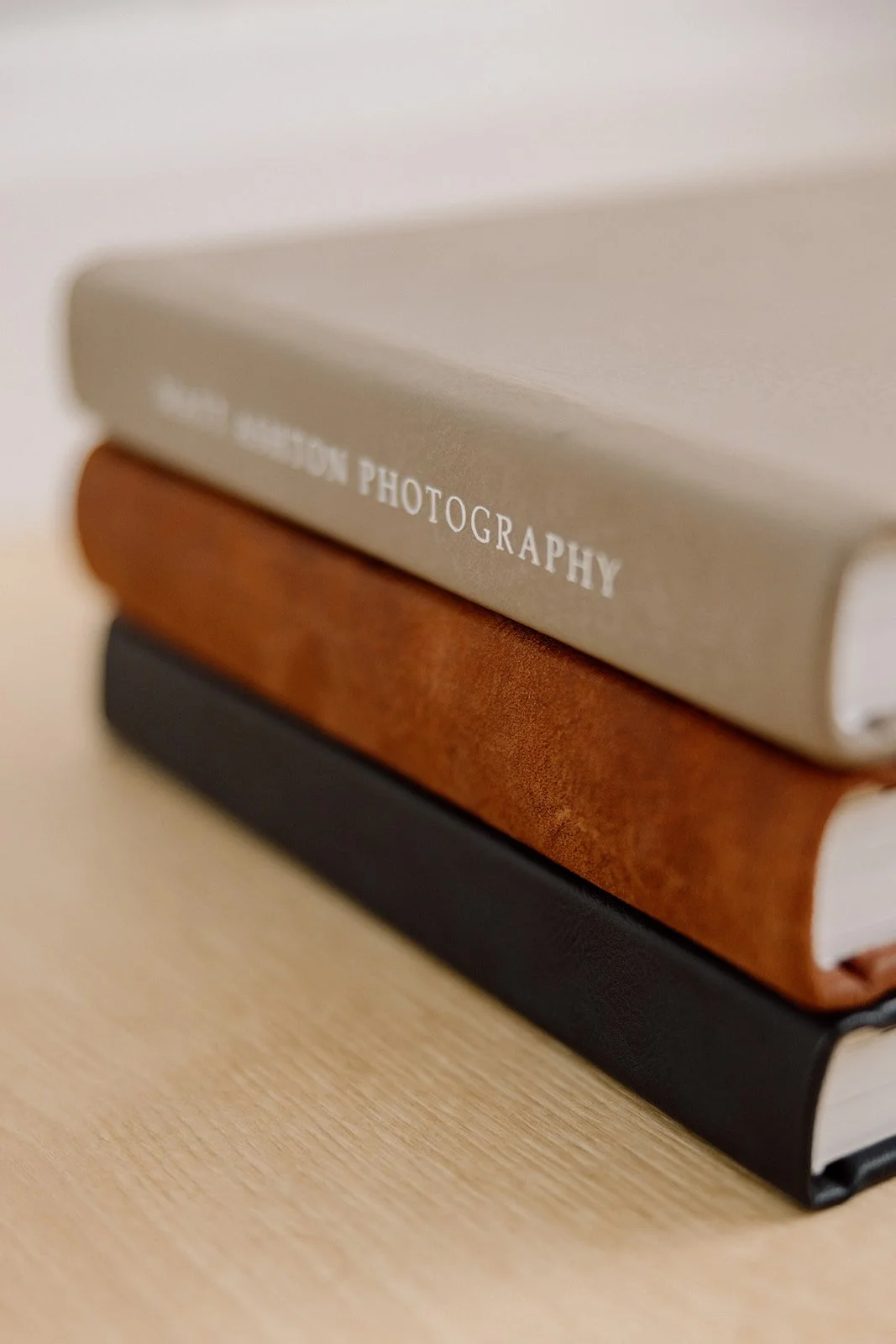 A wedding album cover with embossed names
