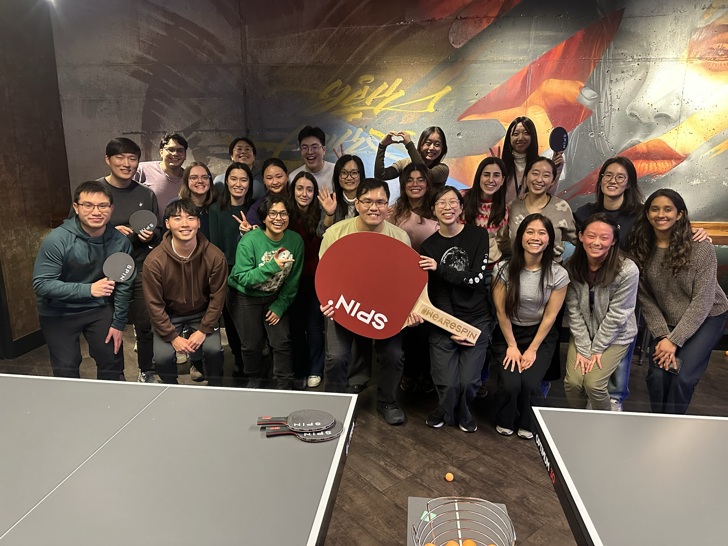 12/12/2025 Joint lab holiday party at SPIN 🏓 (feat. Momin and Shen labs)