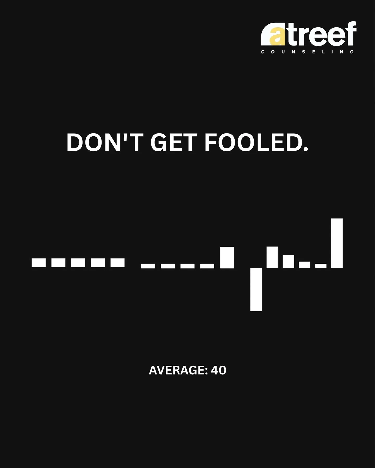 Don&rsquo;t get fooled by averages. 🧠📊
Everything here averages to 40, but the lived experience is wildly different.

That&rsquo;s how mental health works too. &ldquo;I&rsquo;m fine most days&rdquo; can still mean the bad days are brutal. &ldquo;No