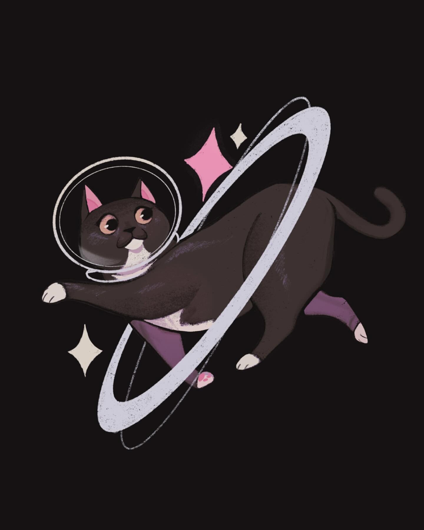 Working on some new merch ideas and decided why not include my cat, Talena ✨

#illustration #characterdesign #cats #catart #space #art #digitalart #noai #cutecat #spaceart