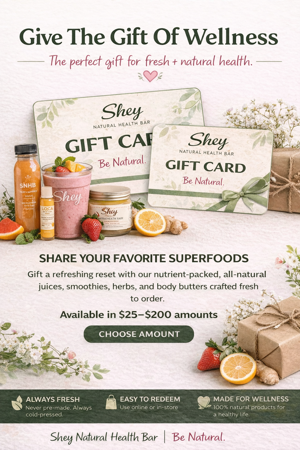 🎁 Shey Natural Health Bar Gift Card