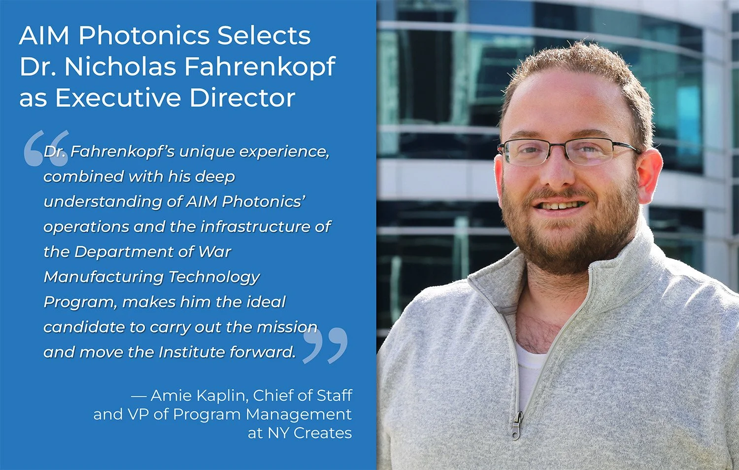 AIM Photonics Selects New Executive Director to Drive Strategic Direction and Engagement