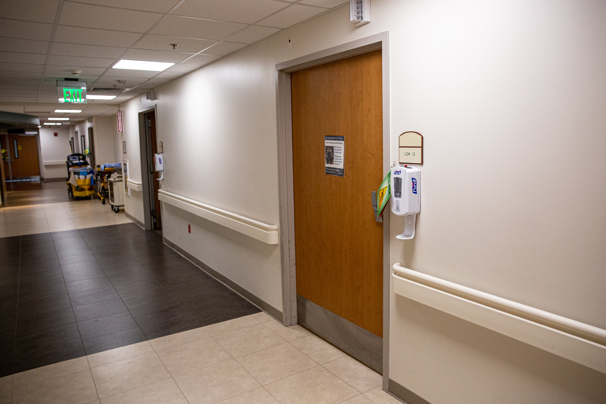 A door in a hospital hallway