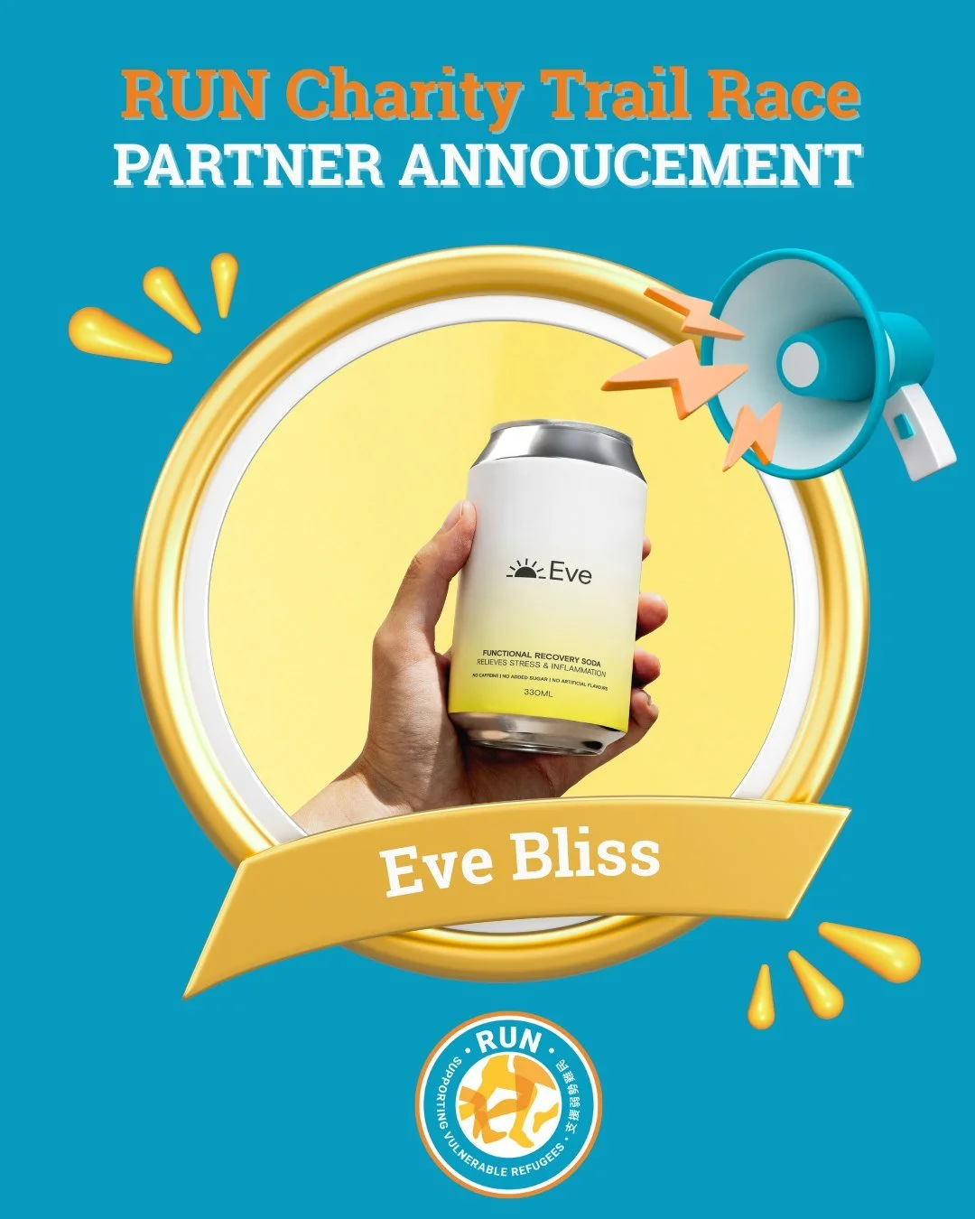 📣 Race Partner Announcement! 📣
. . .
We are excited to announce that Eve Bliss have come on board as a new partner for the RUN Charity Trail Race 2025!

The first 100 finishers will receive a can of Eve Functional Recovery Soda as they cross the fi
