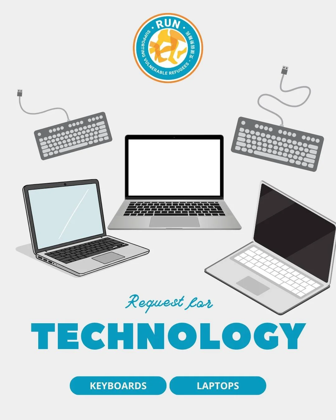 ⌨️ Donation Request 💻
. . .
We're reaching out to our community for support&mdash;do you have any laptops or USB keyboards you could donate?

A key part of our Education Programme is our IT classes, which equip participants with essential digital sk