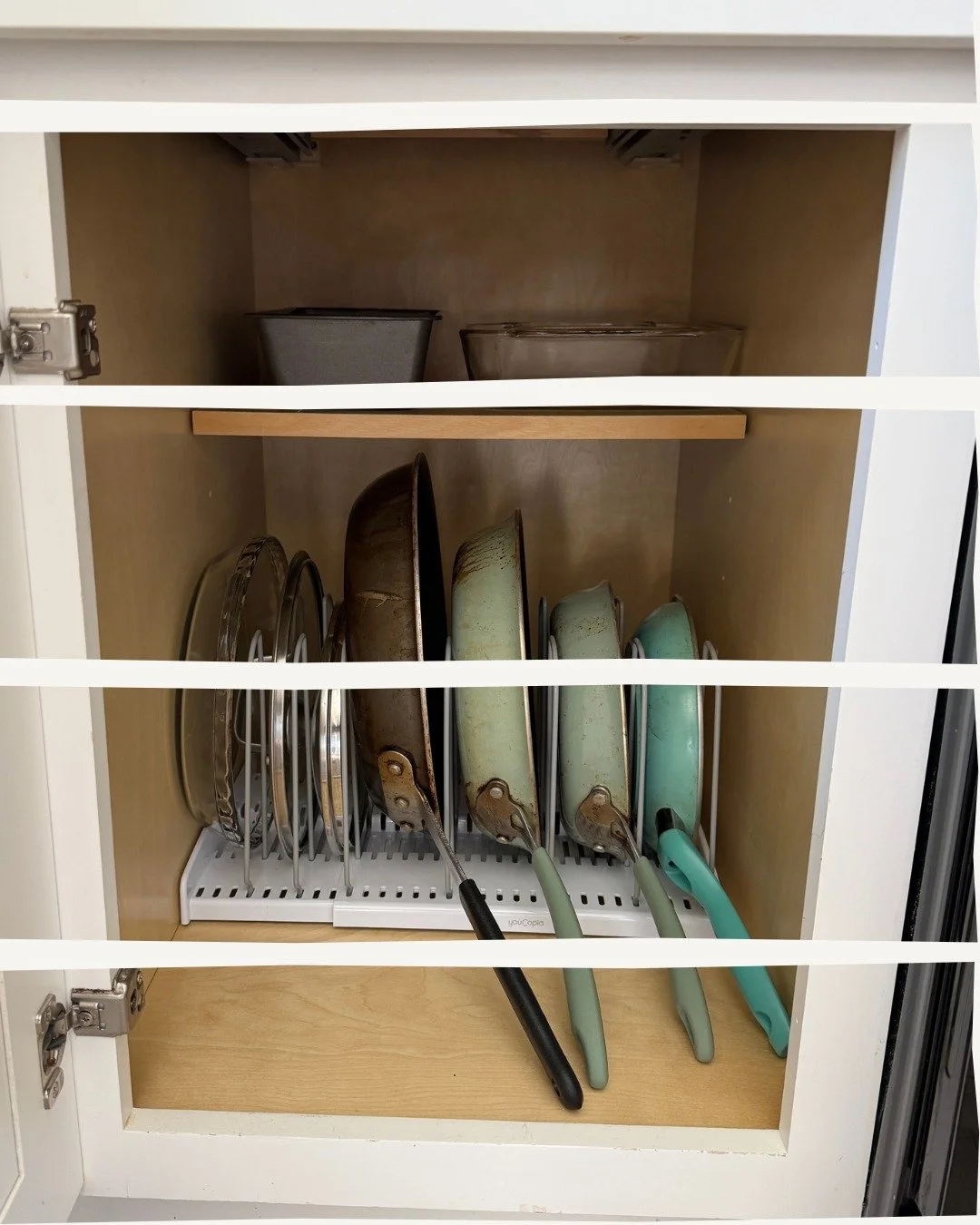Sick of a heavy stack of pans in your cabinet?
Here are 4 reasons to store your pans on their sides?
🍳 Improved Visibility
🍳 Cleaner Look
🍳 Easy Access and Retrieval
🍳 Prevents Scratches and Damage

#kitchenstorage #kitchenorganization #potsandpa