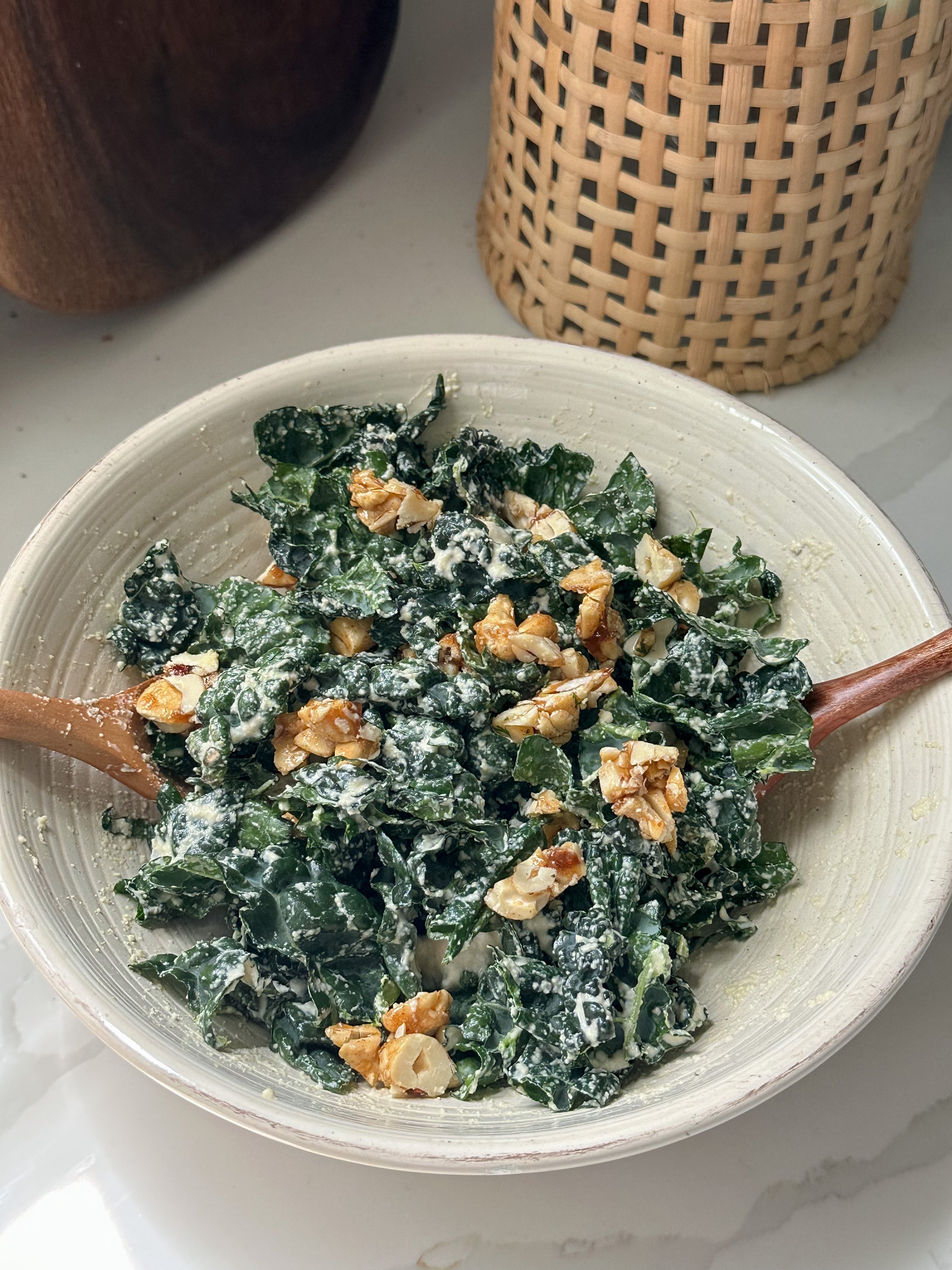 Candied Cashew Kale Caesar — All Types Of Bowls