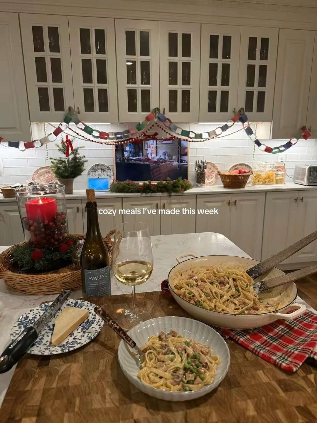 cozy cooking is my love language #cozycooking #christmasfettuccine #chickenpotpie #bakedziti