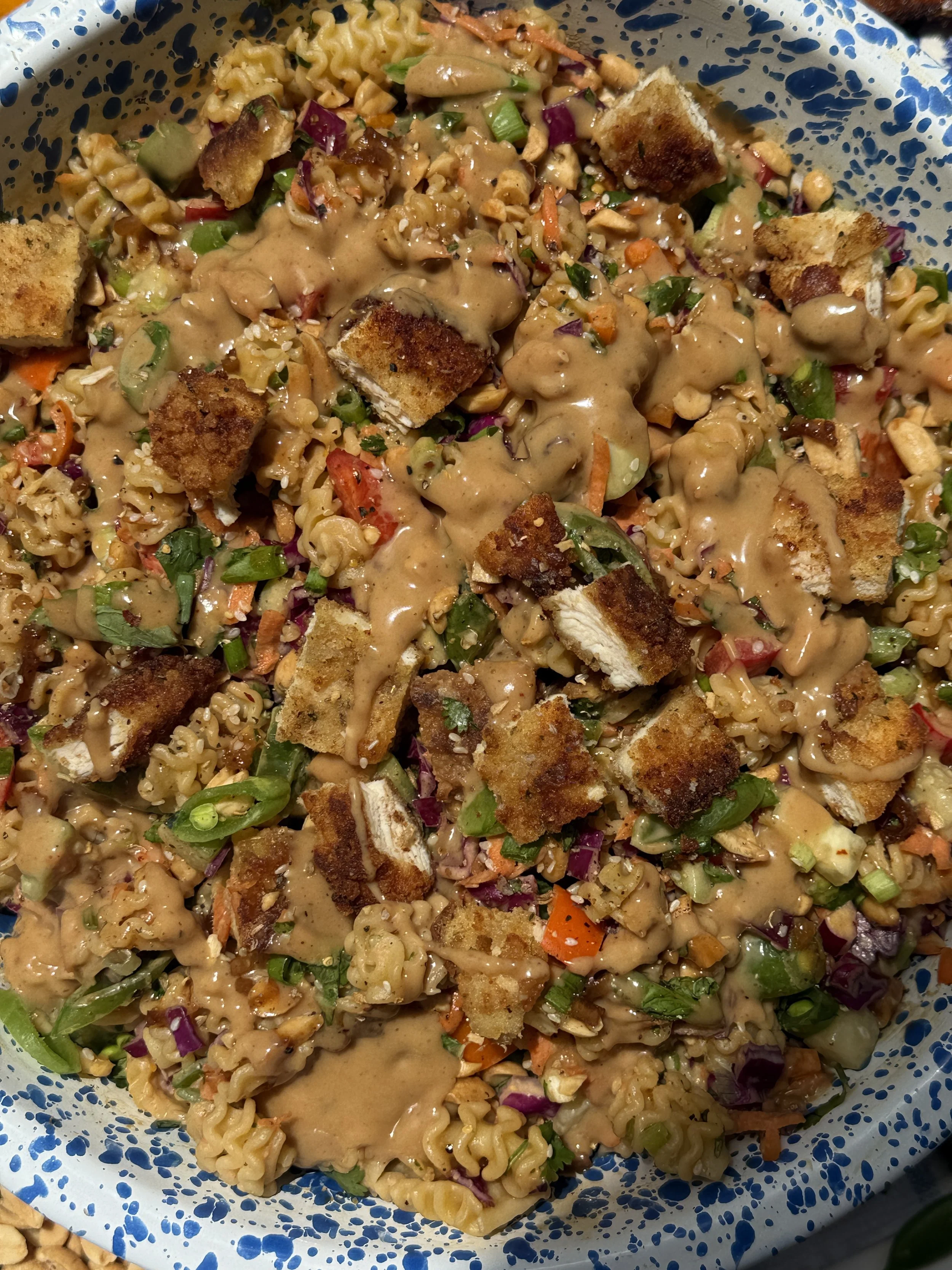 Crunchy Cutlet Peanut Pasta Salad