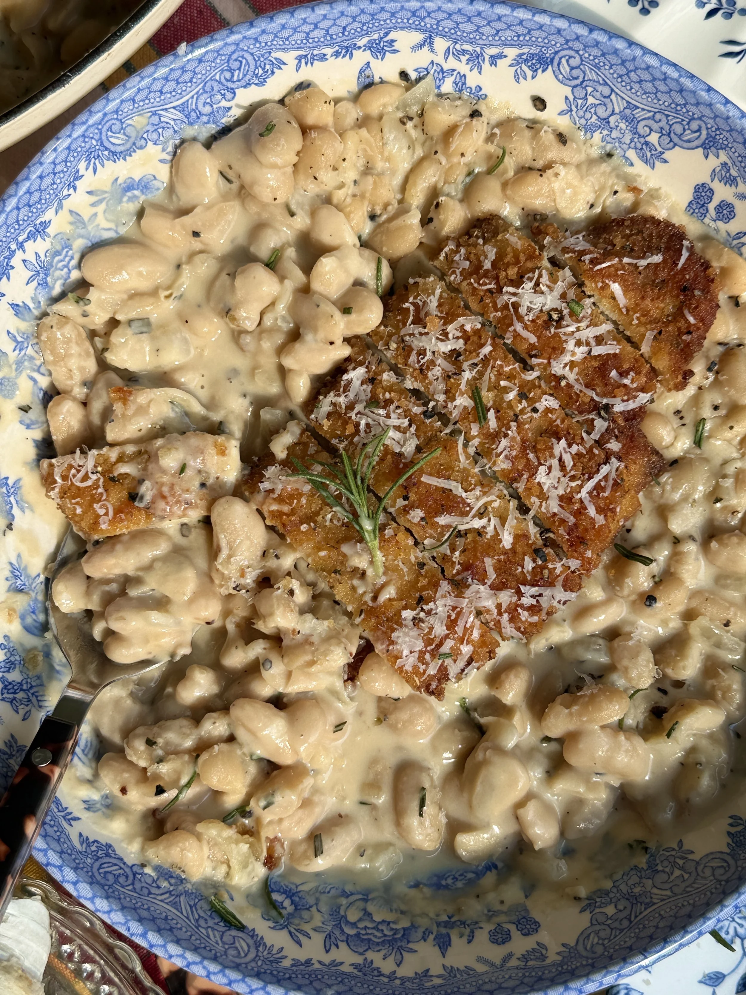 Creamy Rosemary Beans with Chicken Cutlets