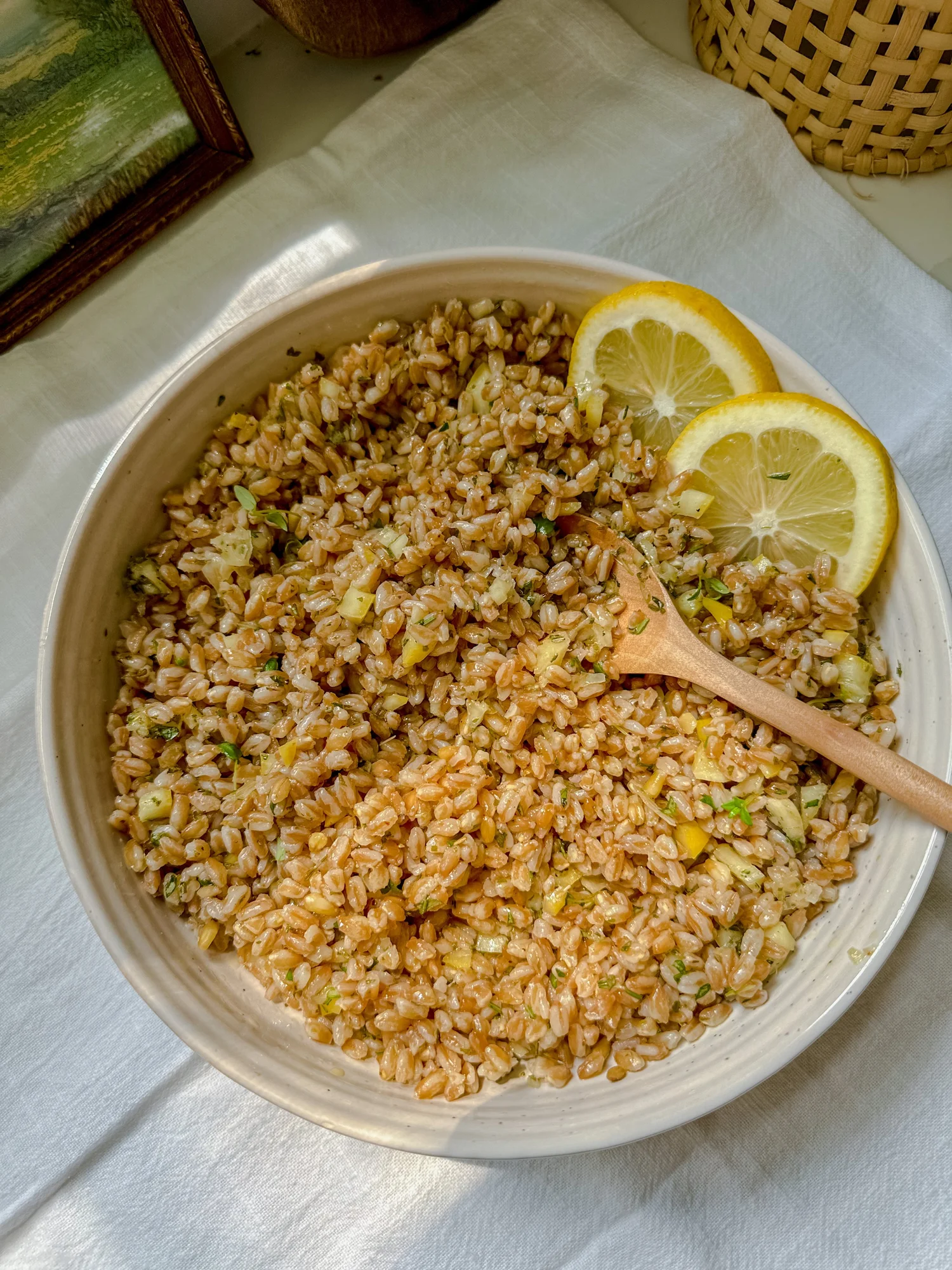 Lemon Herb Farro — All Types of Bowls