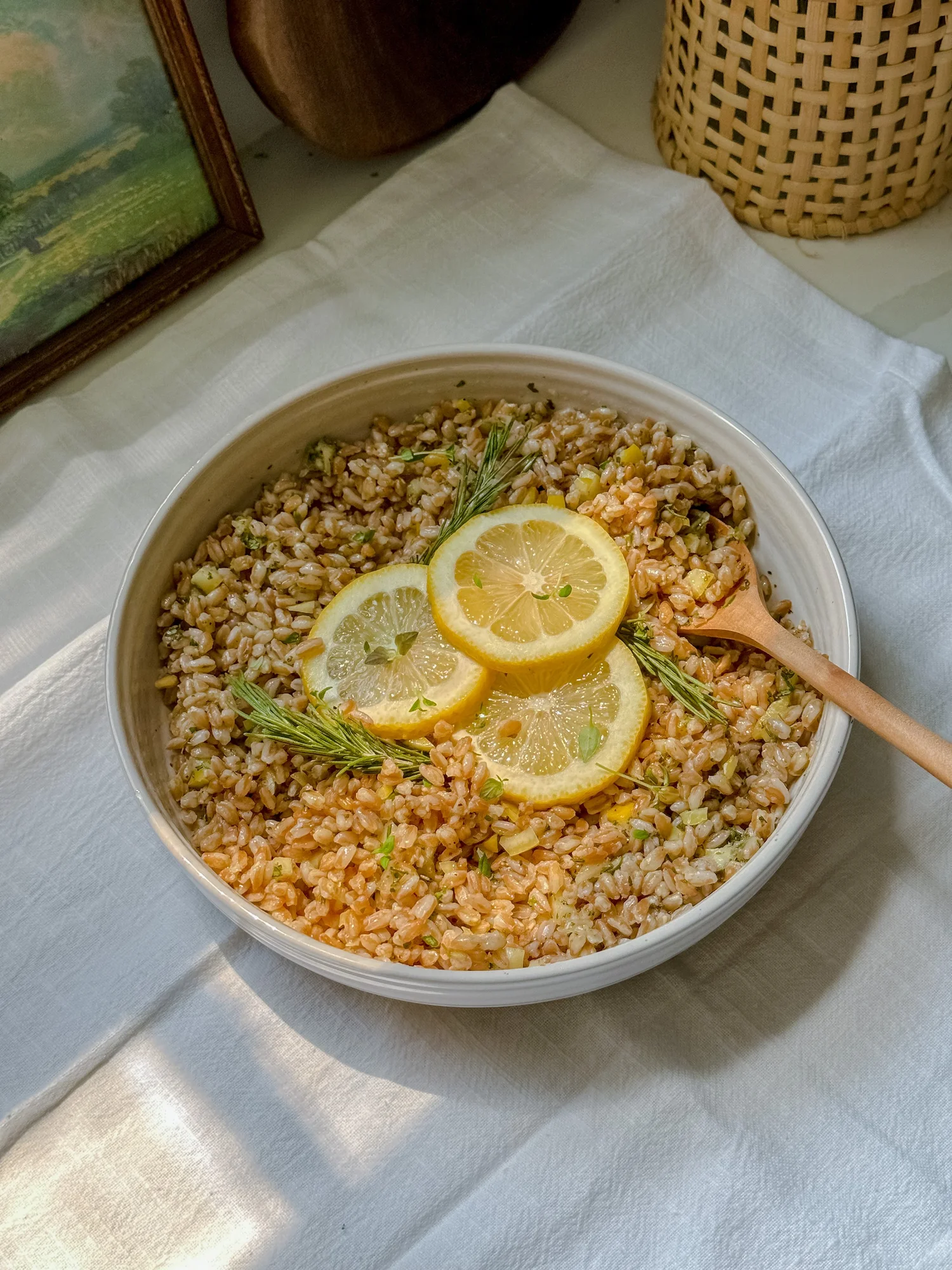 Lemon Herb Farro — All Types of Bowls