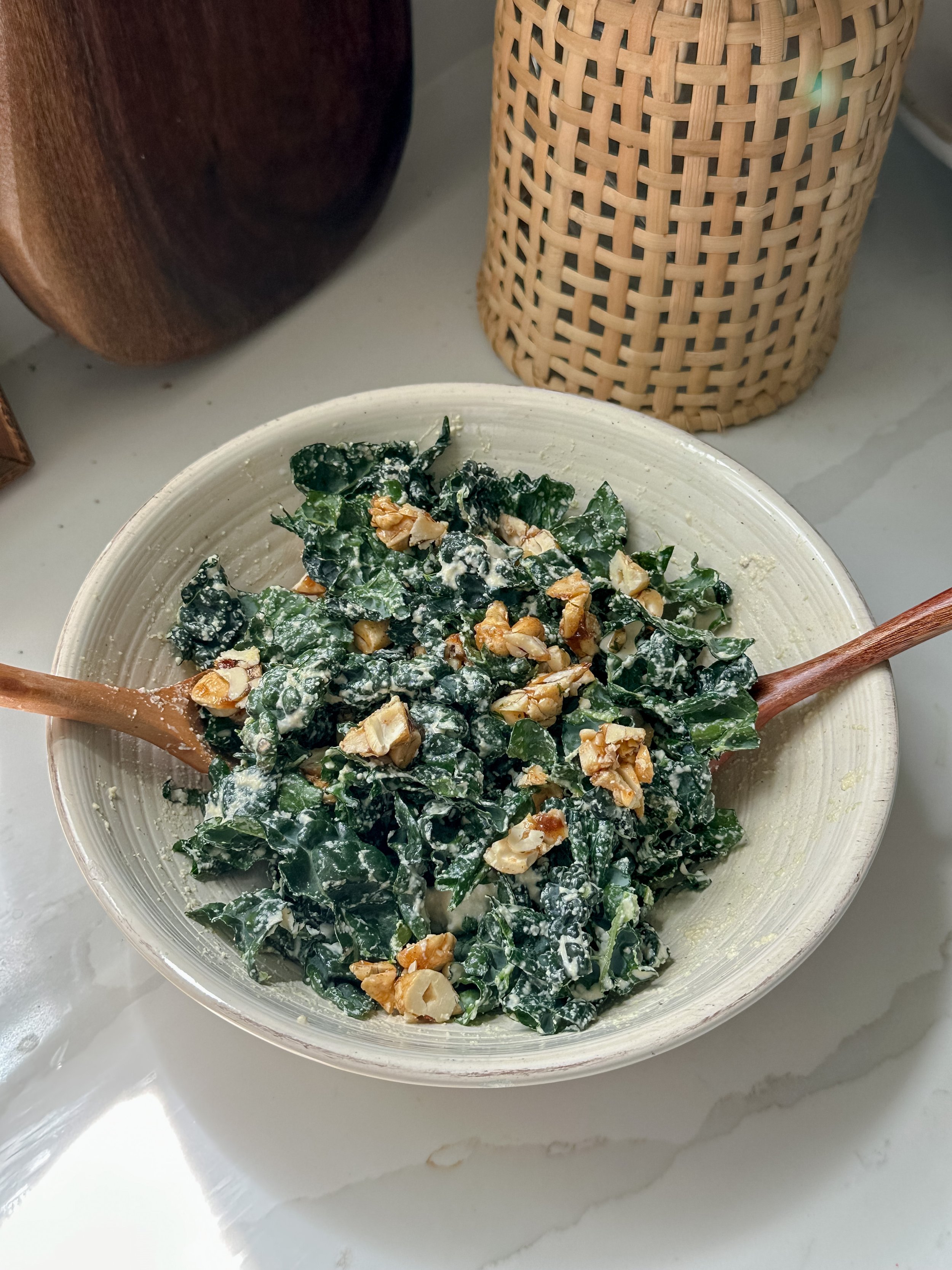 Candied Cashew Kale Caesar — All Types Of Bowls
