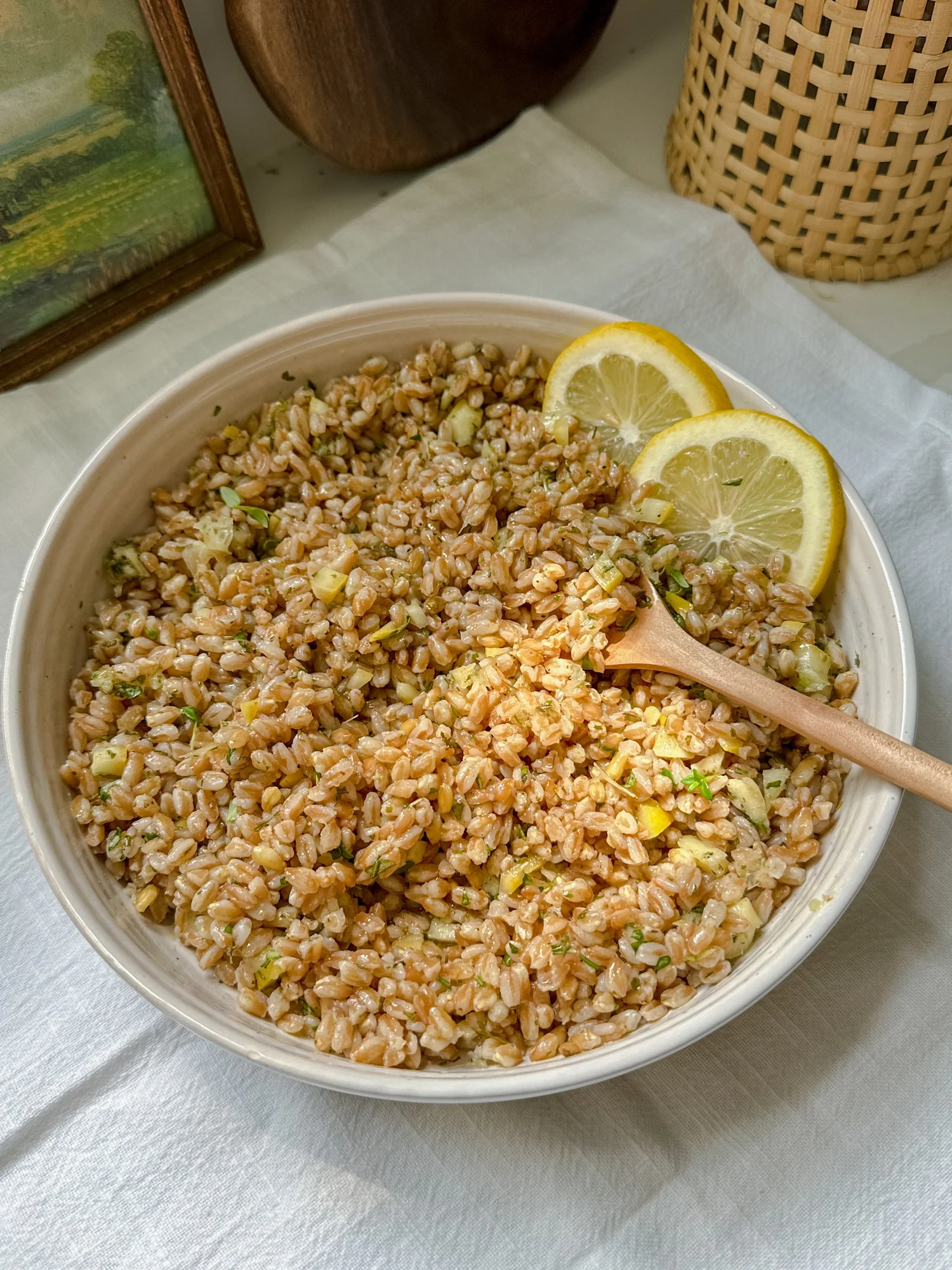Lemon Herb Farro — All Types Of Bowls