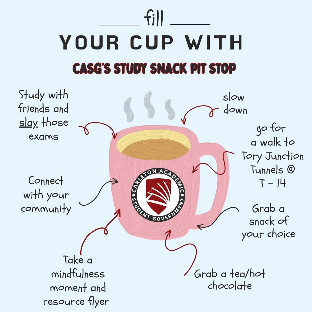 Hey Ravens! 

You&rsquo;re tired. Your notes are tired. Your brain is tired. Snacks will help. Promise.

Come stop by Tory tunnels junction, at t14 where CASG&rsquo;s VP Academic will have snacks and hot chocolate &hellip; maybe more? Find us TODAY a