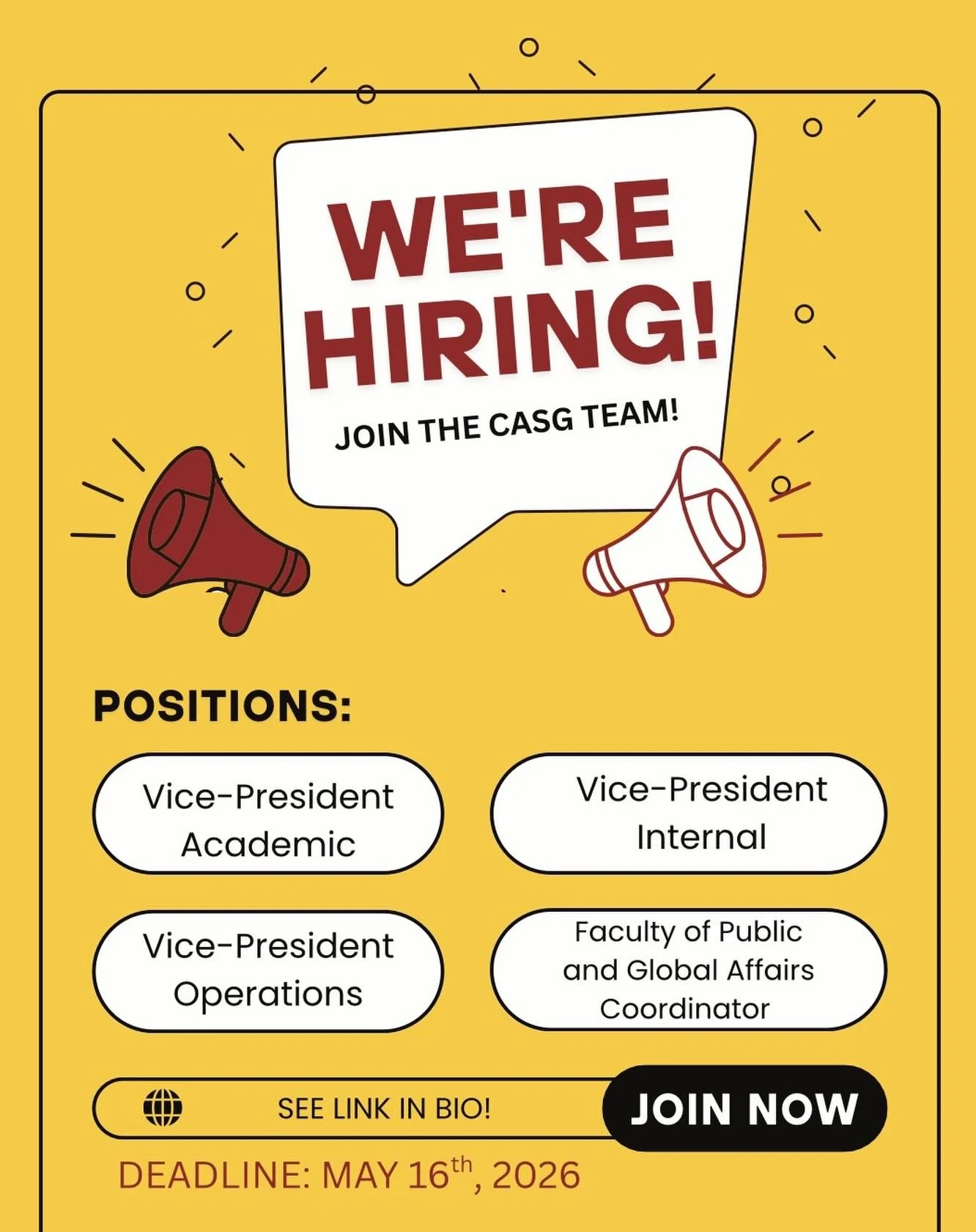 JOIN THE CASG TEAM! DEADLINE TO APPLY IS MAY 16th, 2026! See link in bio! If you have any questions please reach out to president@casg.ca!
