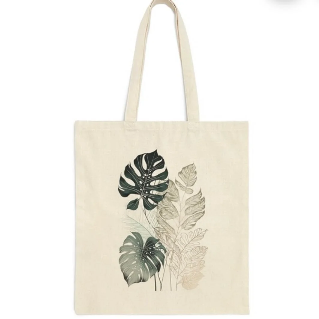 Monstera leaf arrangement tote bag available on our Etsy shop!