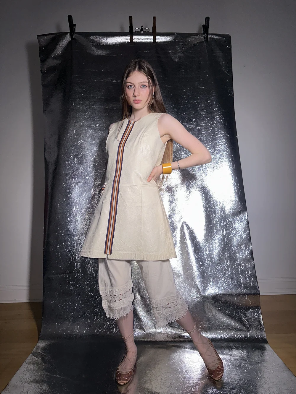 1960s cream leather mini dress  INFINITE REGRESS