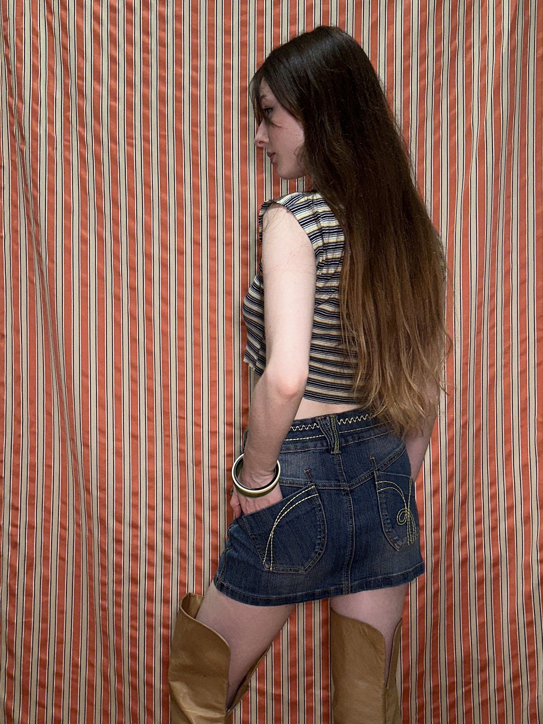 INFINITE REGRESS vintage 2000s denim mini skirt