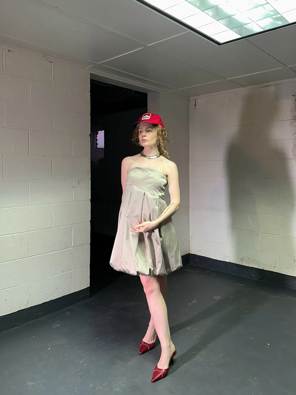 2000s NAF NAF silver satin bubble hem dress — INFINITE REGRESS