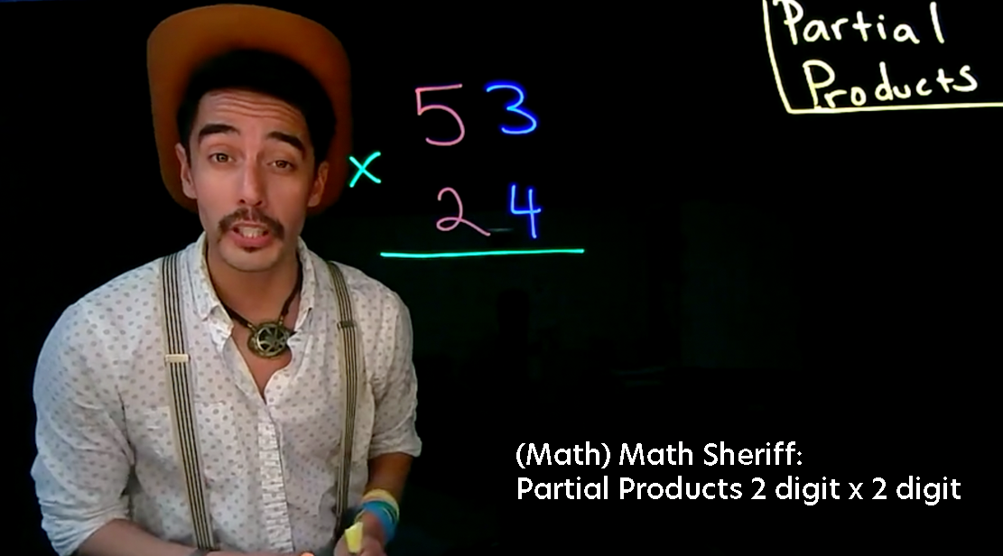 Math Sheriff Video Partial Product 2 digit Math