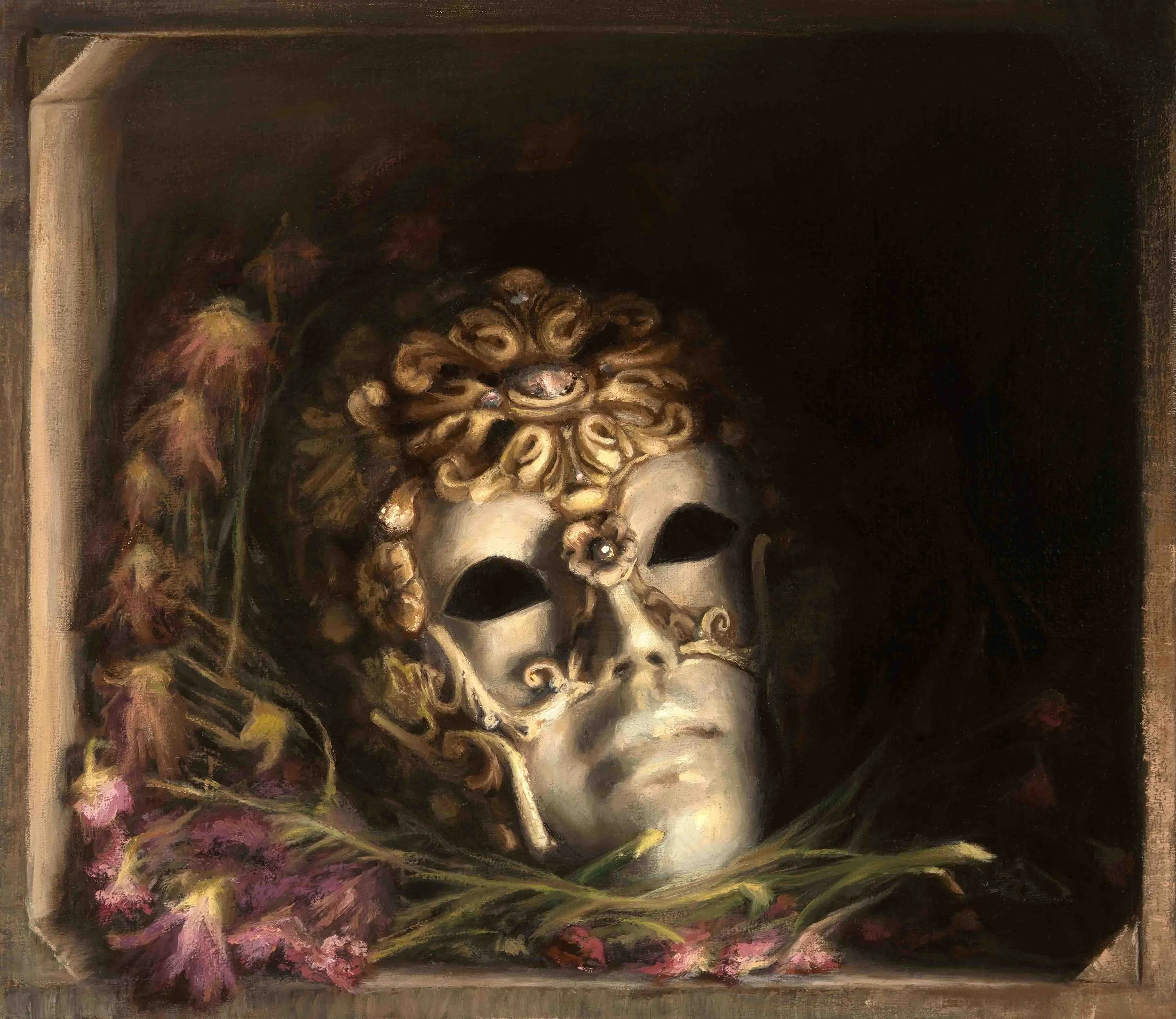 "The Mask" oil on linen, 15x13 inch