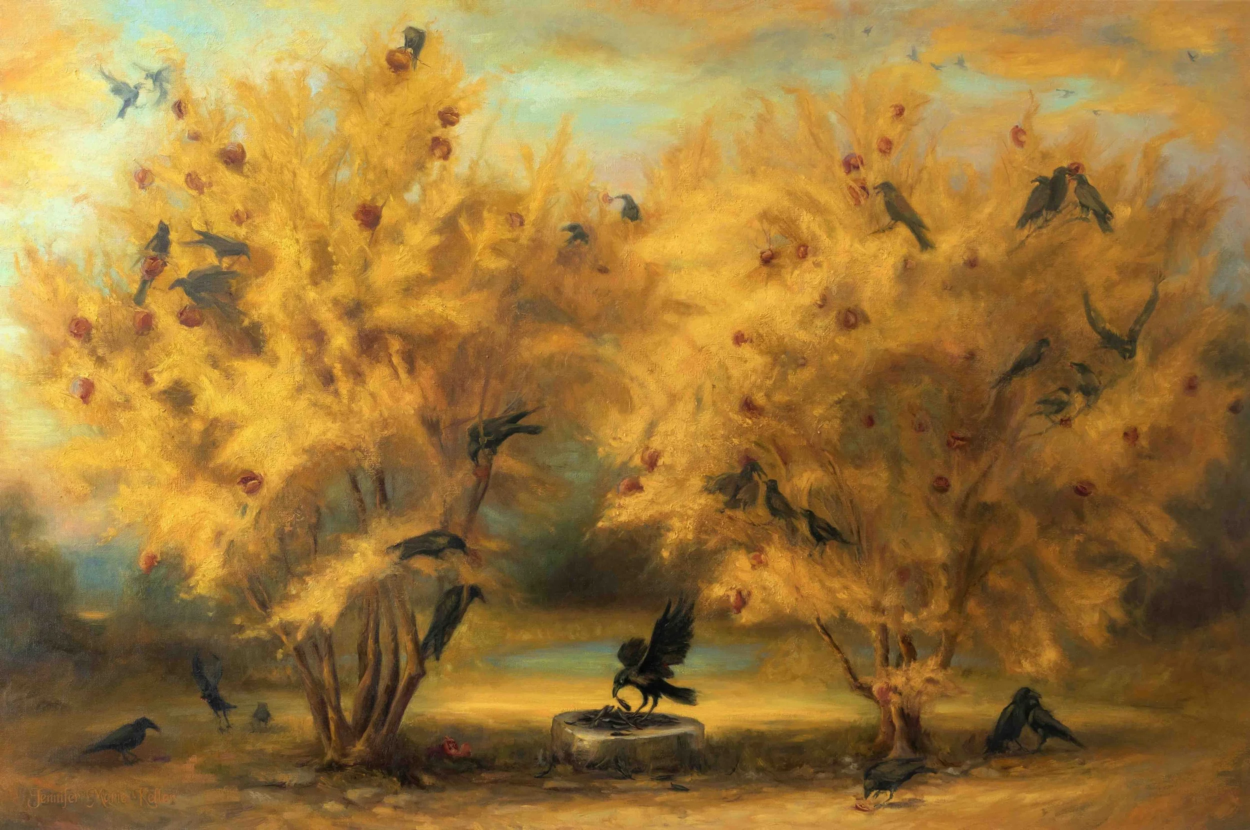 "They Traded Pieces Of Themselves To Eat In The Orchard" oil on linen, 72x48 inches. 