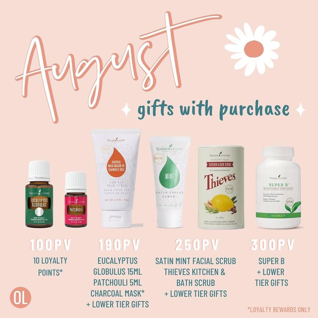 😍😍👏👏 I swear it&rsquo;s like Young Living took all of my faves these days and packaged them up into one amazing bundle for FREE!  This is a fantastic way to try something new or maybe stock up on some old favorites. 

The August gift with purchas