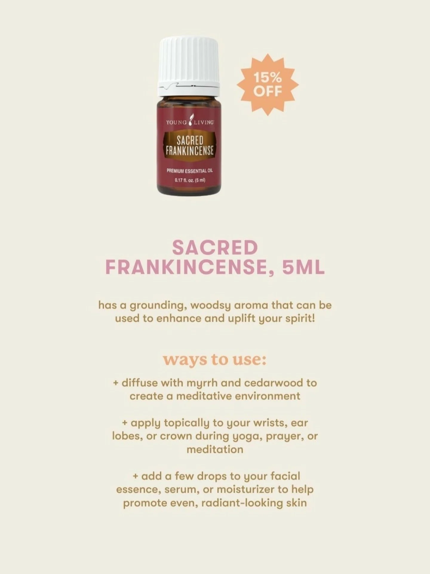 Sacred Frankincense is 15 percent off on loyalty orders while supplies last! This grounding, meditative scent is perfect for moments of reflection and mindfulness this season. ✨