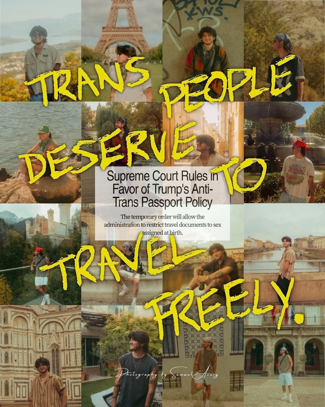 Trans People Deserve To Travel Freely

Simple as that. I&rsquo;m tired of seeing my community turned into the scapegoats. Constantly targeted for simply existing. 

Having accurate ID documents and the freedom to travel are basic human rights. Stripp