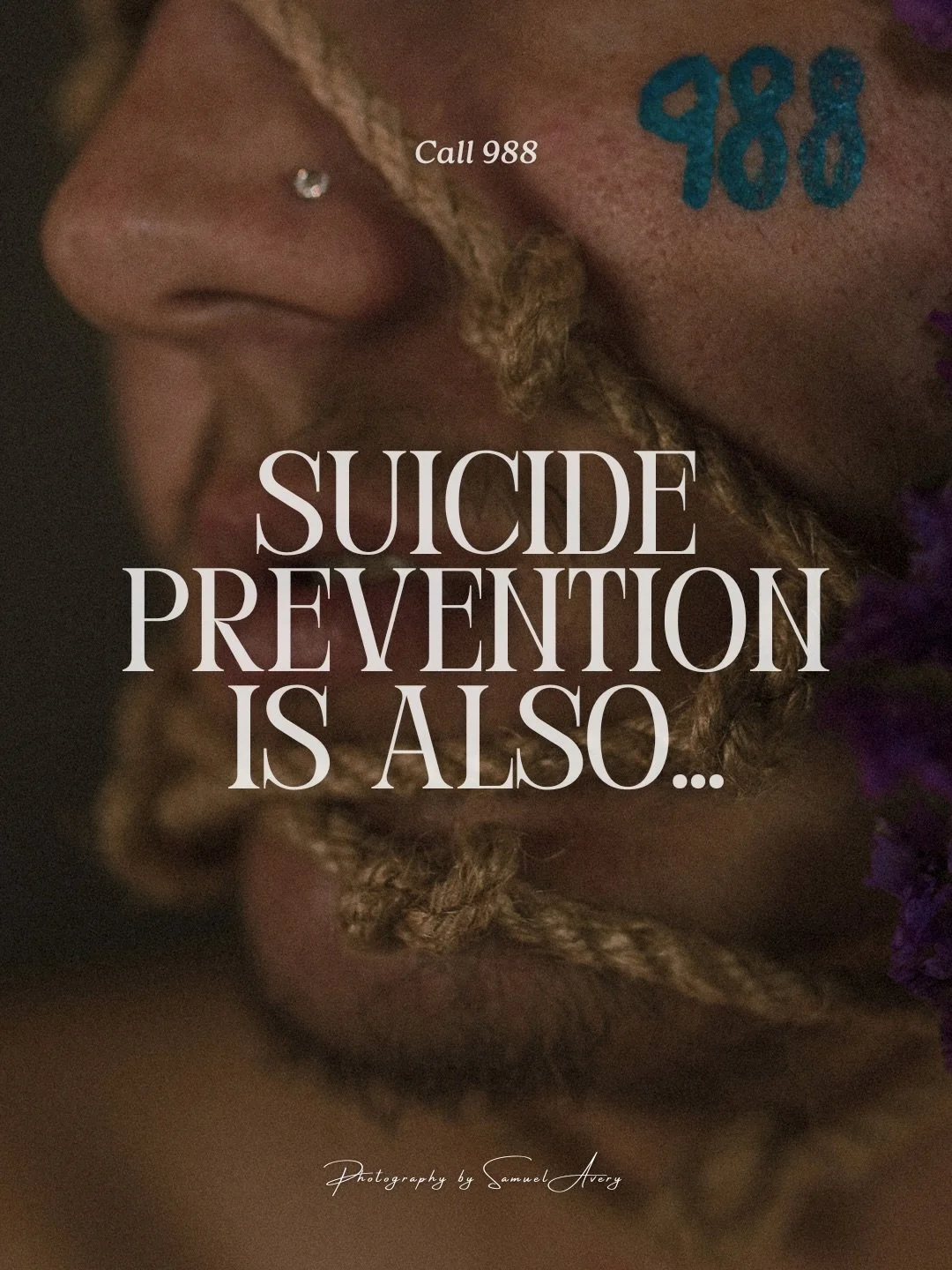 Suicide prevention IS political.

It means creating a world where everyone has access to the care, resources, safety, acceptance, and support they need to choose to stay. A world where people feel safe reaching out, asking for help, and knowing they 