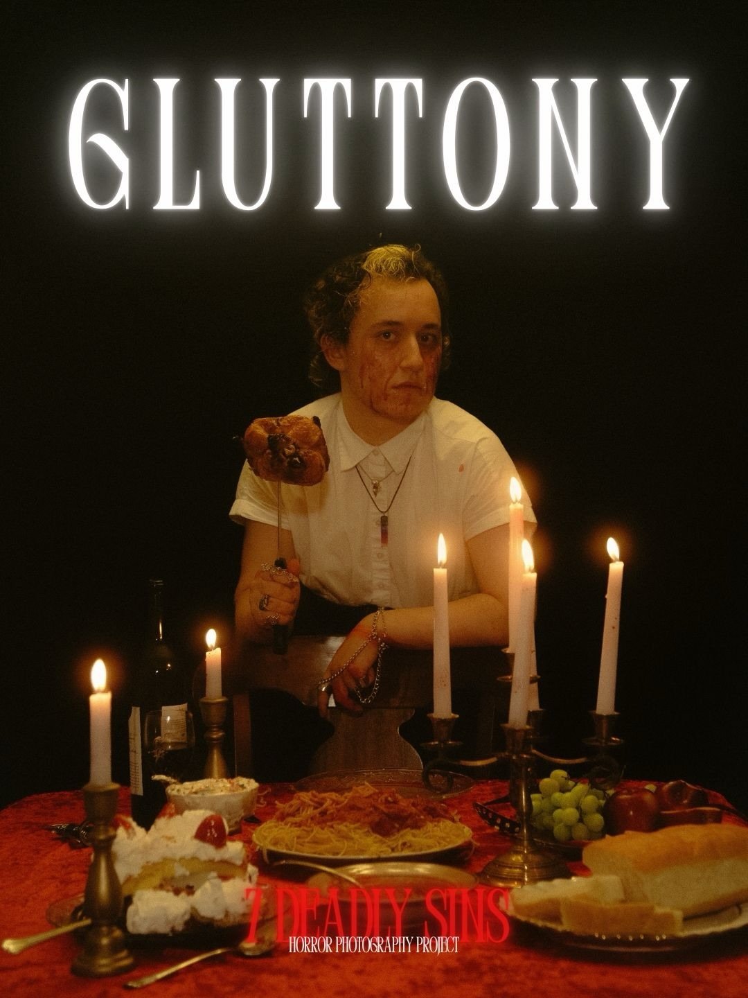 G L U T T O N Y 

This shoot was so much fun to do, shoutout to Alex for getting messy and creating some sick art with me. 

If you want to see more from my &ldquo;7 Deadly Sins&rdquo; horror photography project, the rest of the concepts will be shar