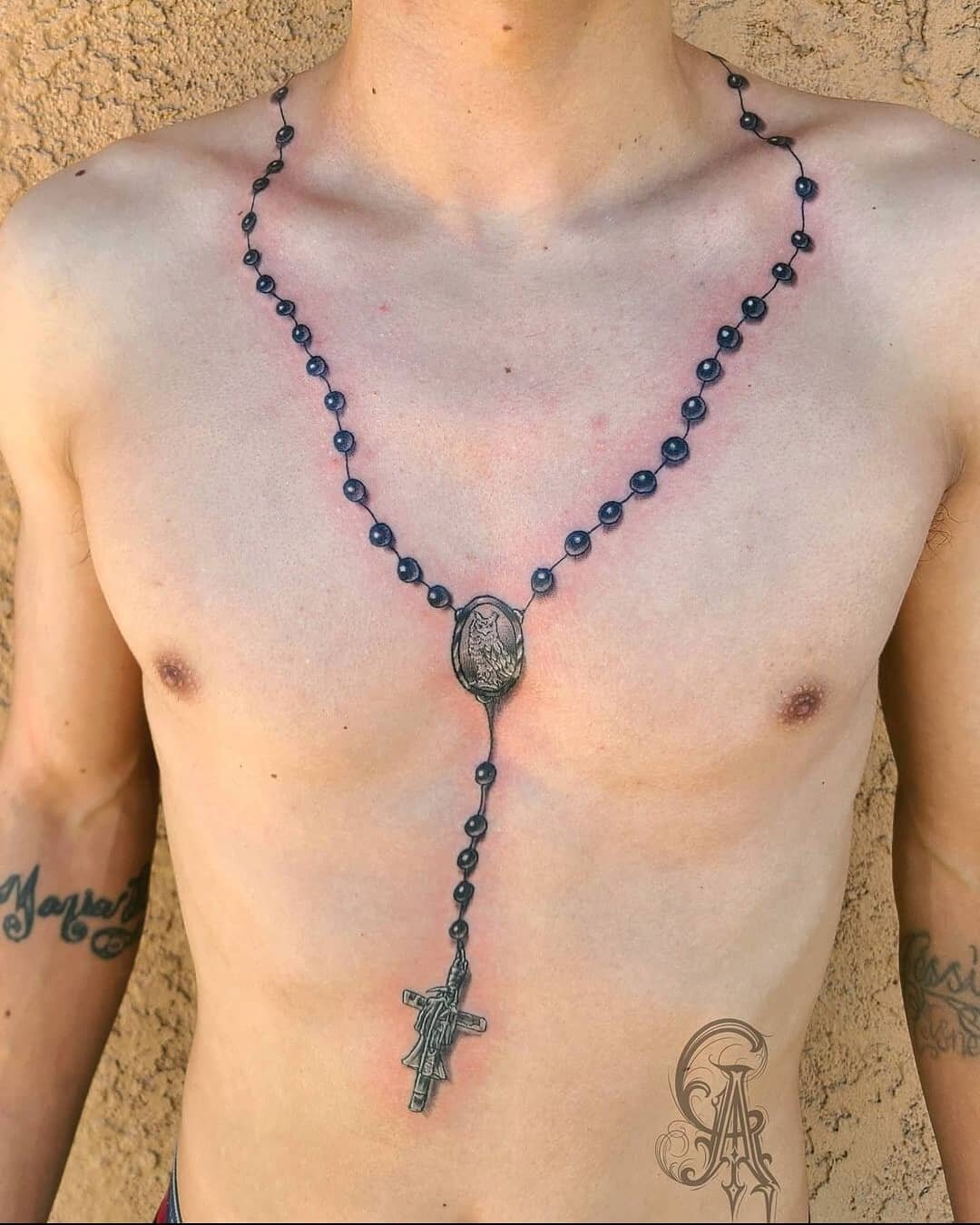 Rosary by @christopher__aguirre #tattoo #tattoos #tats #anthemsbodyarts #anthemsredding #anthems #reddingtattoos #redding #downtownredding #tattooshop #bodyart #inked #customtattoos #customtattoo #blackandgraytattoo #blackandwhitetattoo #rosarytattoo