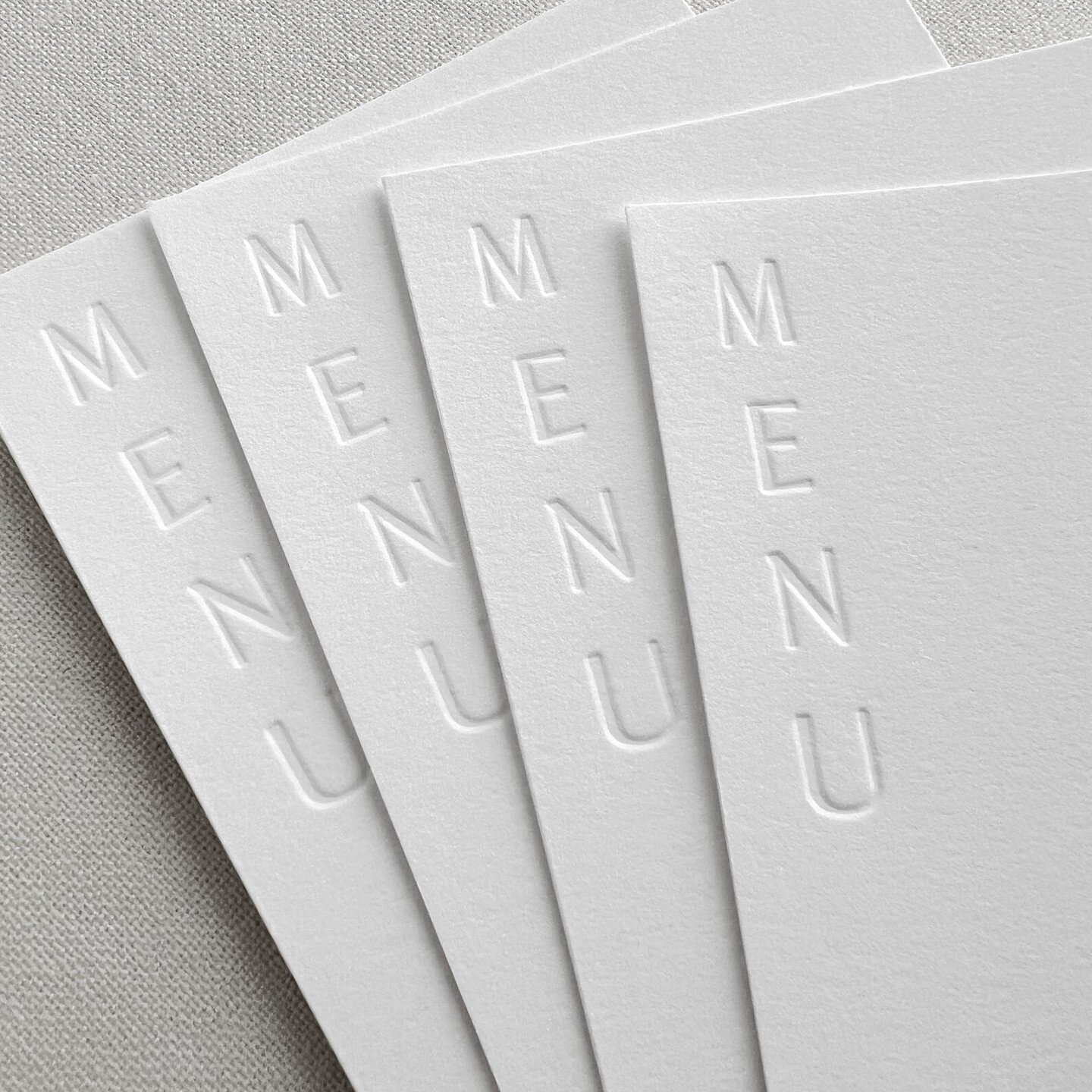 I just adore the dimensionality of a blind impression. So much so that we've got a new wedding suite featuring blind letterpress headers coming your way. These wedding menus are already available to shop; invitations to come soon! #letterpress