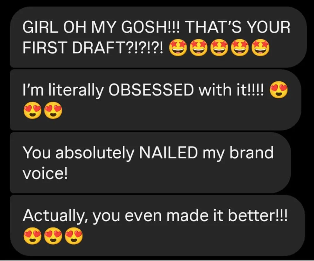 Positive DM example from Elisa Barnes to Sarah Marriott