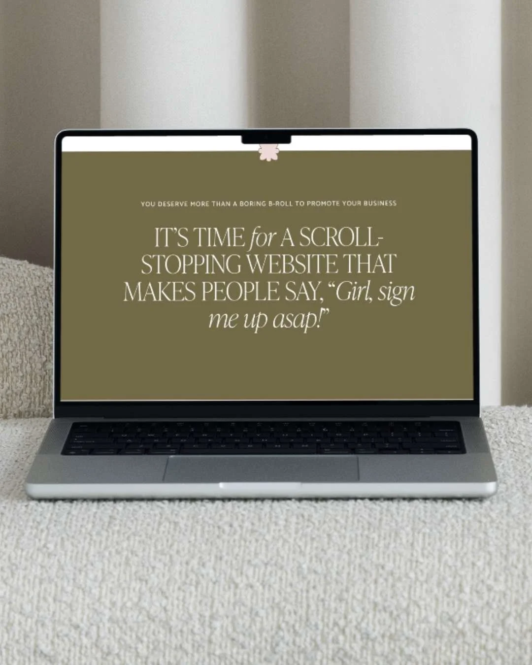 Website copy example on the screen of an open laptop that Sarah Marriott wrote for Elisabeth Barnes