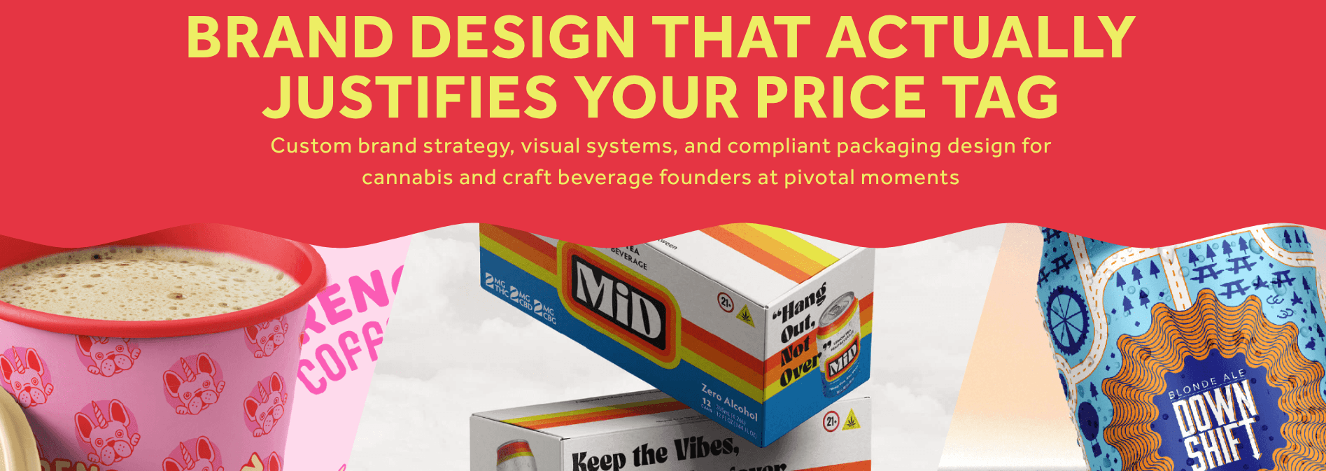 screen shot of Katie Mont's headline from services page saying 'Brand design that justifies your price tag'