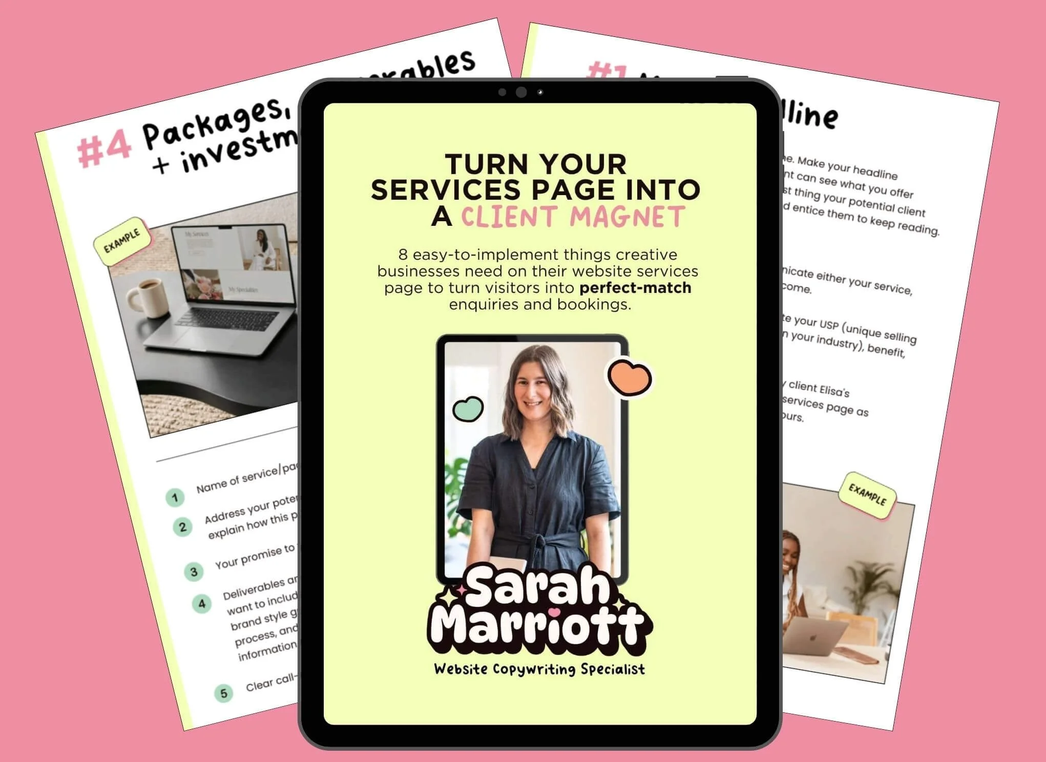 lead magnet download 'turn your services page into a client magnet' by Sarah Marriott