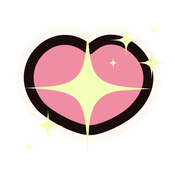 pink heart graphic with yellow sparkly stars