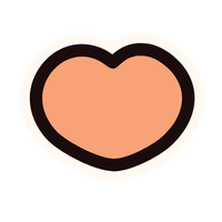 orange heart graphic with bold black outline