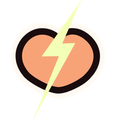 orange heart graphic with yellow lightning bolt striking through it