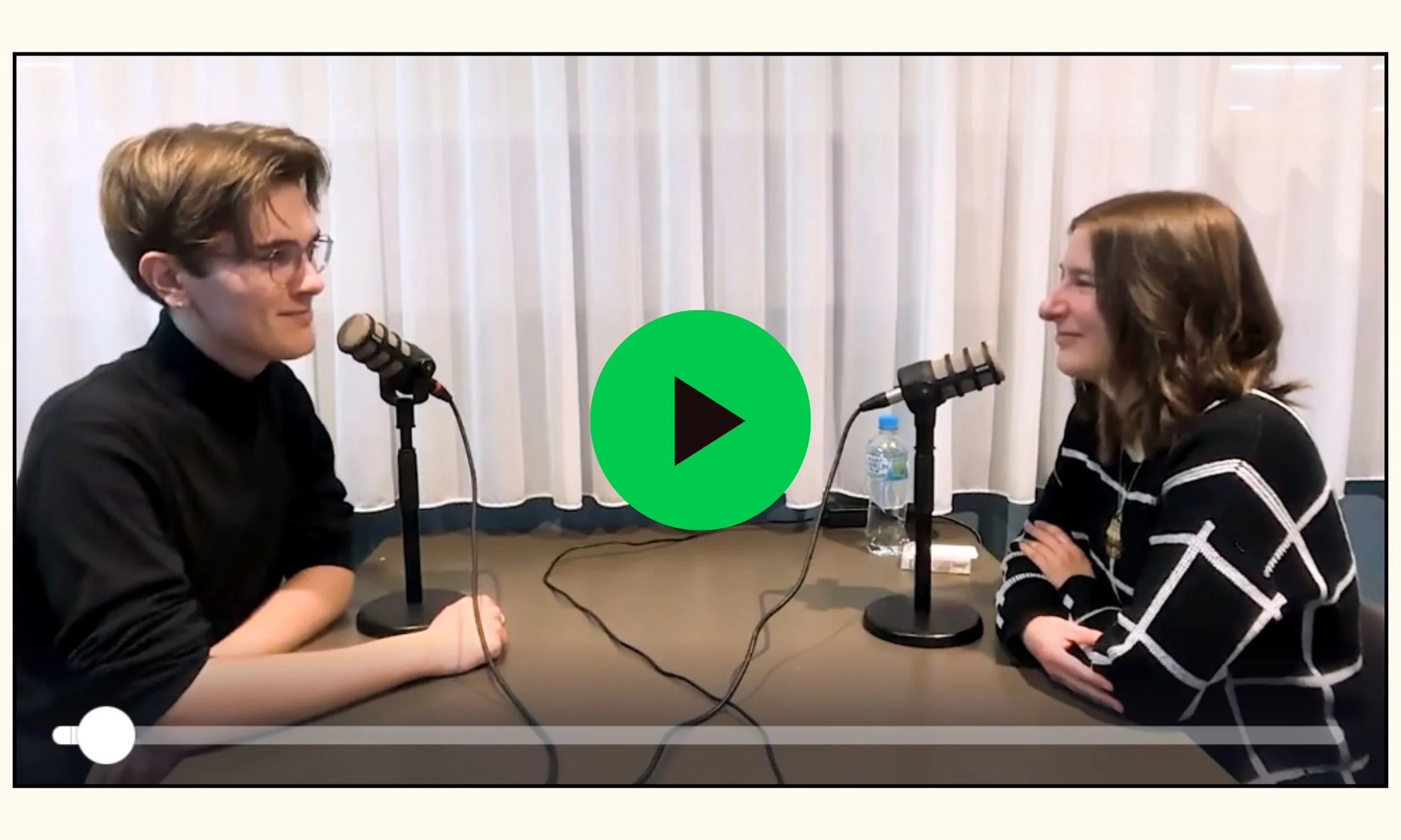 Sarah Marriott website copywriter sits down with Liam Stritt freelancer graphic designer to chat in the recording studio for the Creative Insider podcast