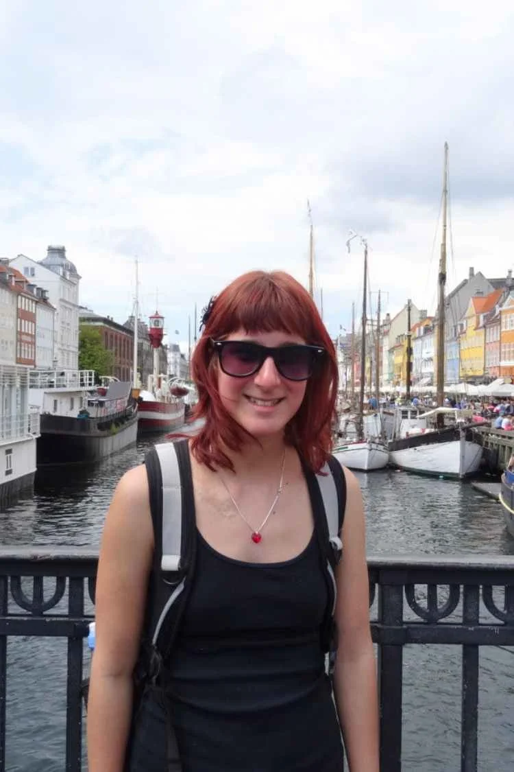 Sarah on holiday in Denmark looking happy